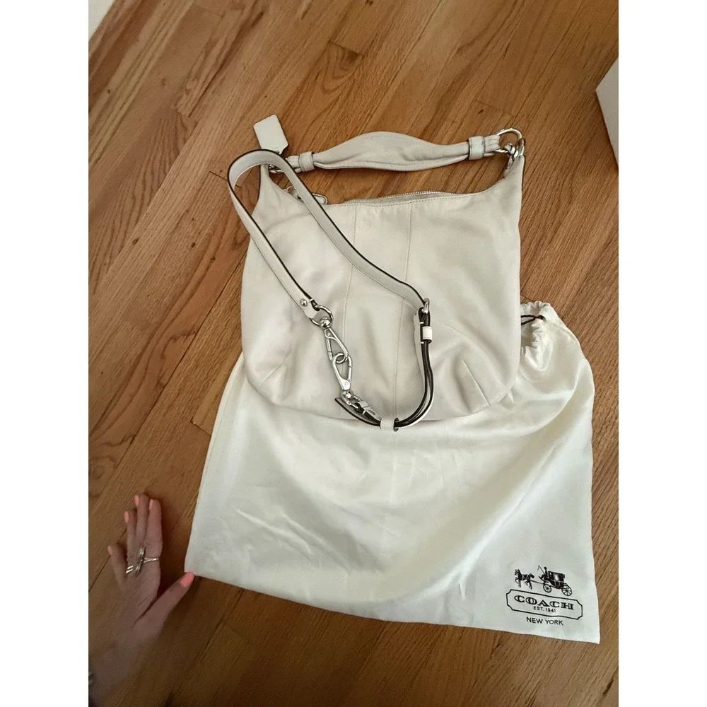 Auth Coach Kristin Leather Hobo 2WAY Shoulder Bag Pink Beige 16808 Dustbag